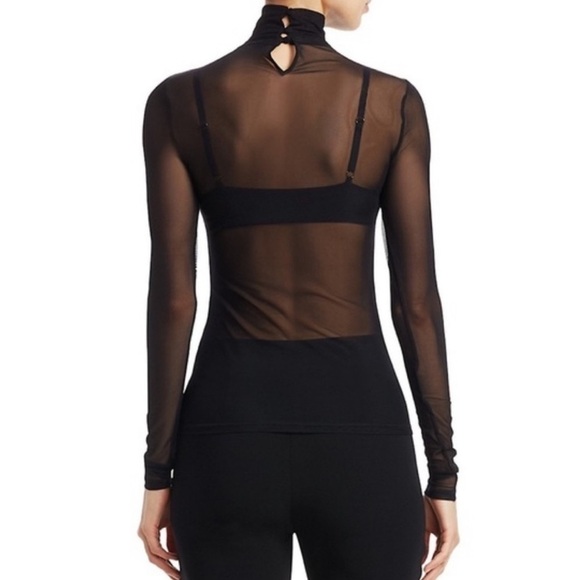 NEW Cinq a Sept Mesh Sheer Black Embroidered Top Turtleneck - Size S - Picture 3 of 11